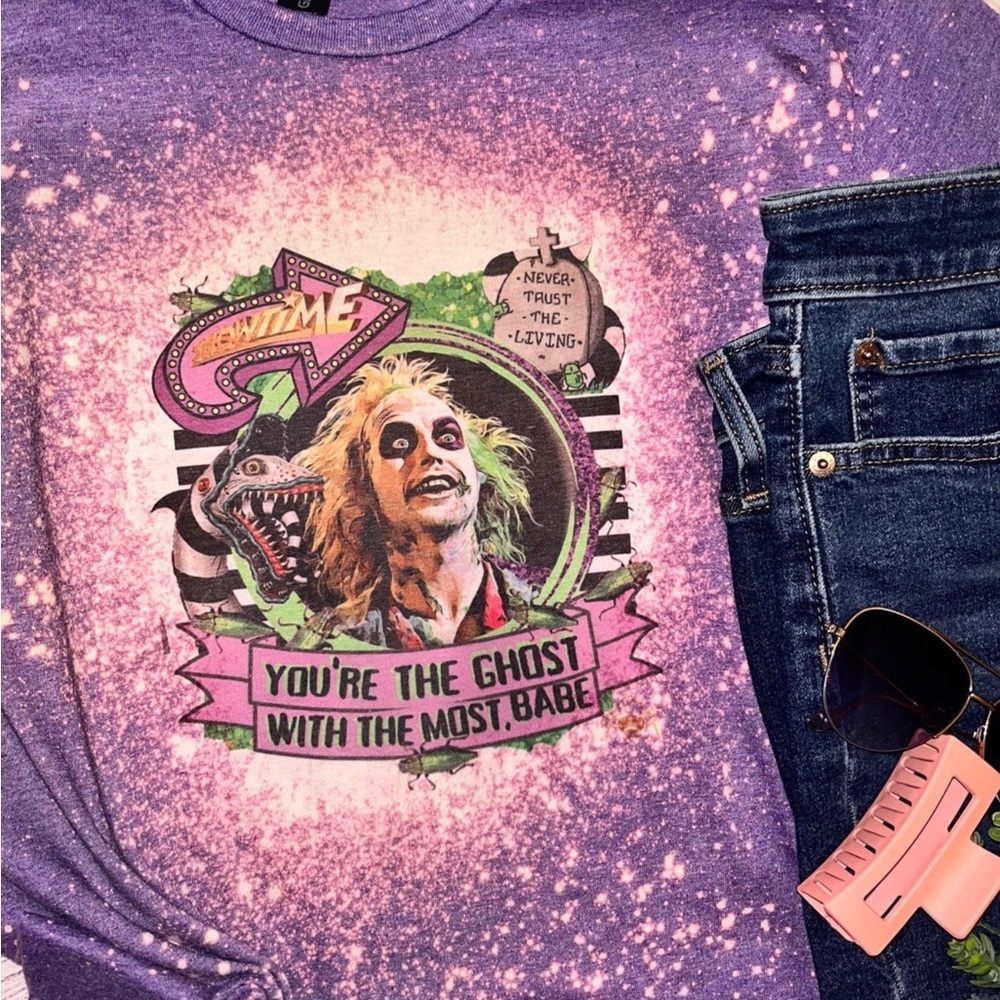Beetlejuice Tshirt Bleached | Purple Movie TV Tee
